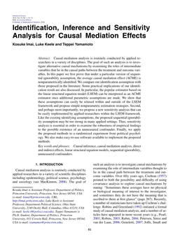 Identification, Inference and Sensitivity Analysis for Causal Mediation Effects