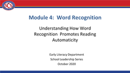 Module 4: Word Recognition