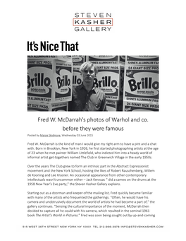 Fred W. Mcdarrah's Photos of Warhol and Co. Before They Were Famous Posted by Maisie Skidmore, Wednesday 03 June 2015