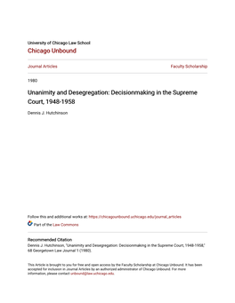 Decisionmaking in the Supreme Court, 1948-1958