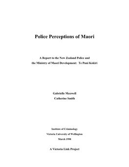 Police Perceptions of Maori