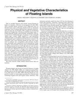 Physical and Vegetative Characteristics of Floating Islands