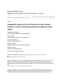 Stratigraphic Imprint of the Late Paleozoic Ice Age in Eastern Australia: a Record of Alternating Glacial and Nonglacial Climate Regime