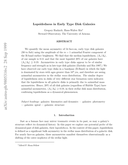 Lopsidedness in Early Type Disk Galaxies