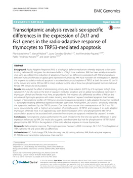 Transcriptomic Analysis Reveals Sex-Specific Differences in The