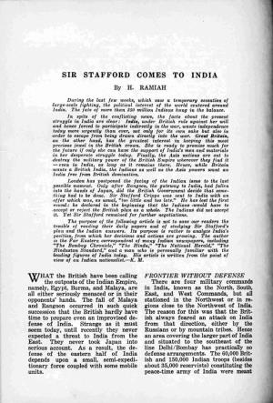 SIR STAFFORD COMES to INDIA by H
