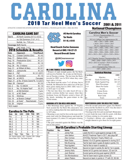 2018 Tar Heel Men's Soccer