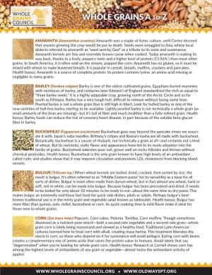 WHOLE GRAINS a to Z