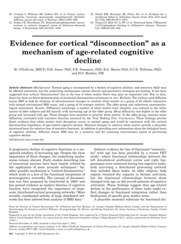 Evidence for Cortical “Disconnection” As a Mechanism of Age-Related Cognitive Decline