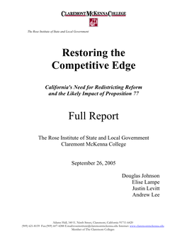 Restoring the Competitive Edge Full Report