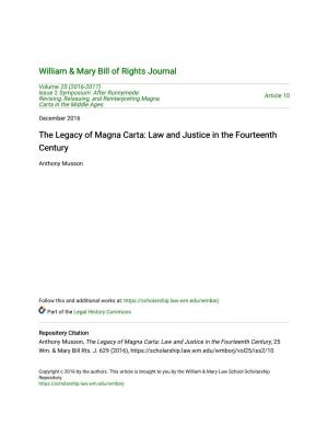 The Legacy of Magna Carta: Law and Justice in the Fourteenth Century