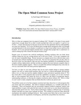 The Open Mind Common Sense Project