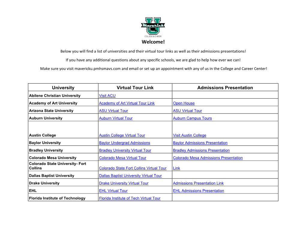 COVID19 Virtual Tours and Admissions Presentations.Pdf