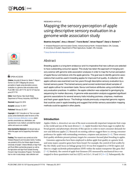 Mapping the Sensory Perception of Apple Using Descriptive Sensory Evaluation in a Genome Wide Association Study