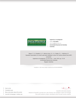 Redalyc.Operation Parameters of a Small Scale Batch Distillation Column for Hydrous Ethanol Fuel (HEF) Production
