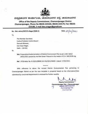 District Environmental Plan for Chamarajanagar District Karnataka State