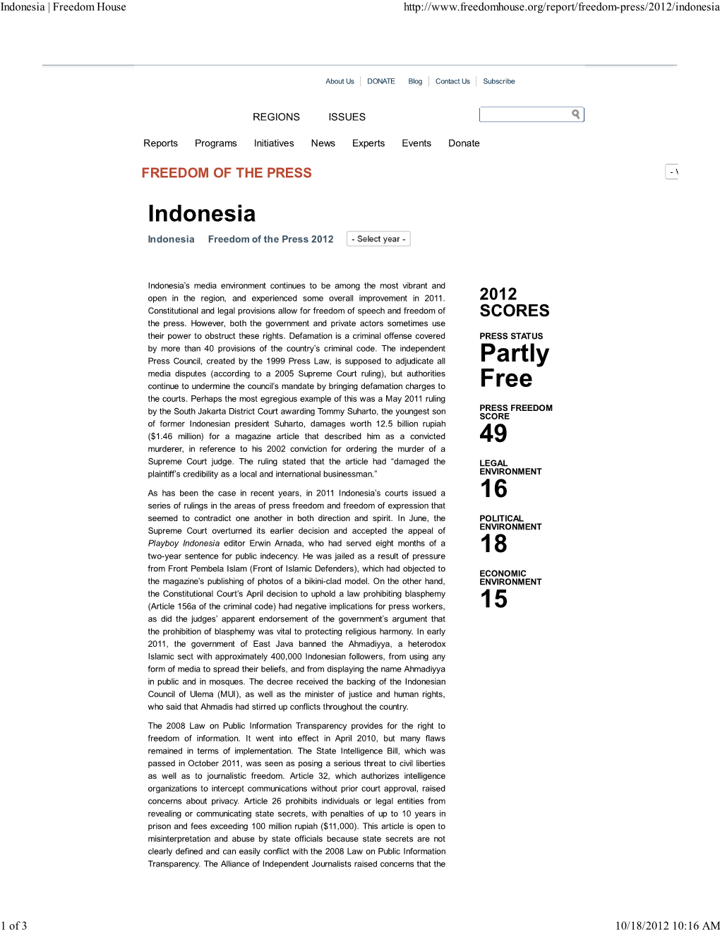 Indonesia | Freedom House