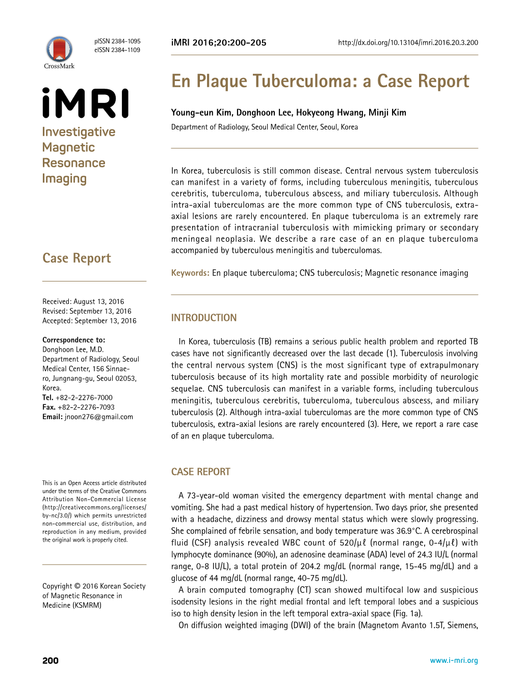 En Plaque Tuberculoma: a Case Report