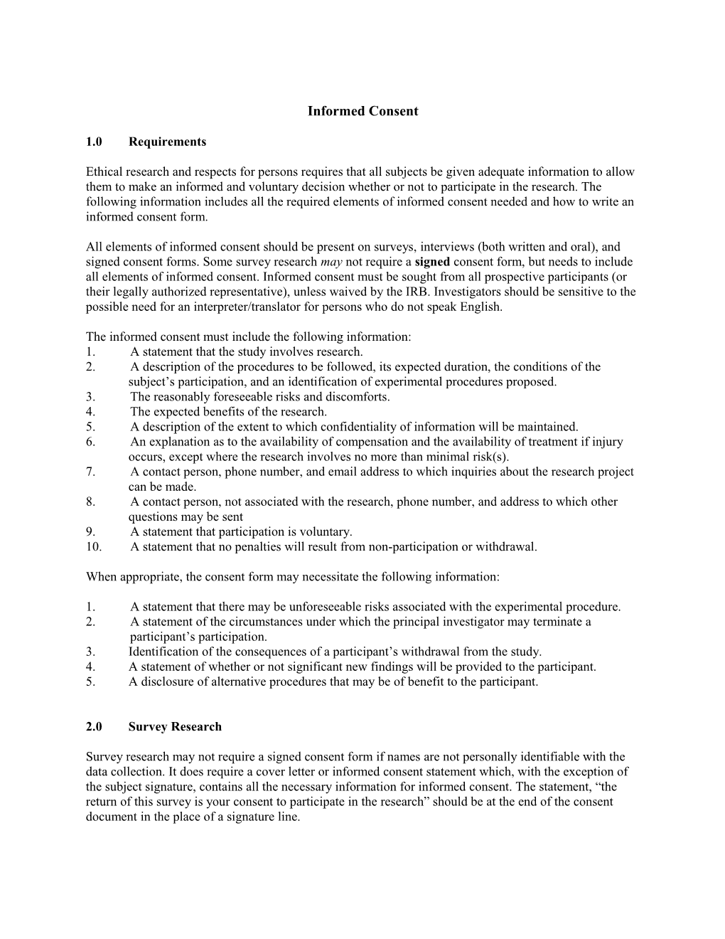 Consent Form Instructions and Samples