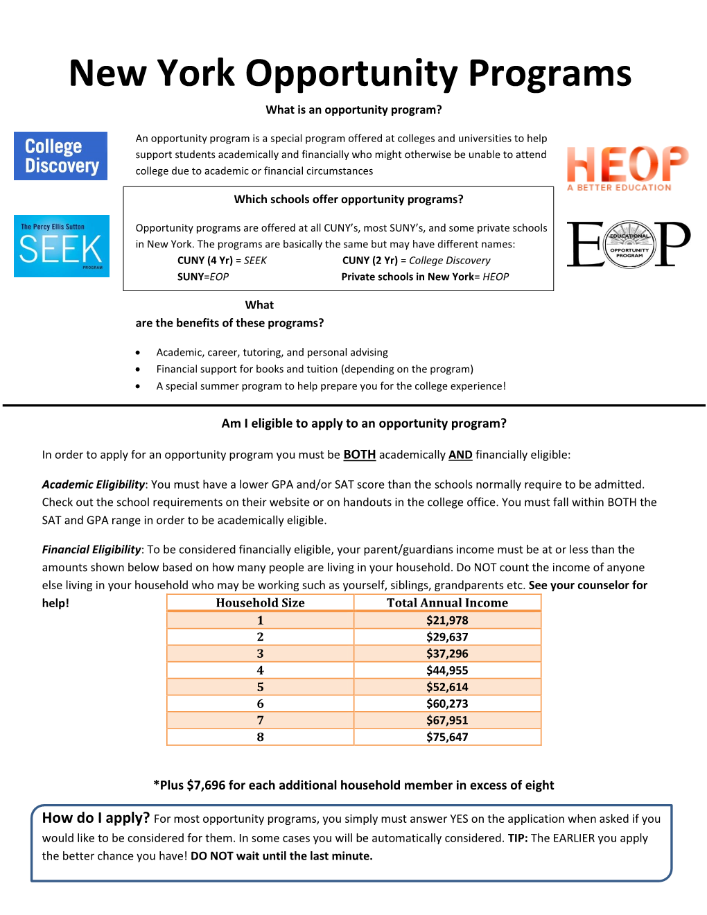 New York Opportunity Programs What Is an Opportunity Program?