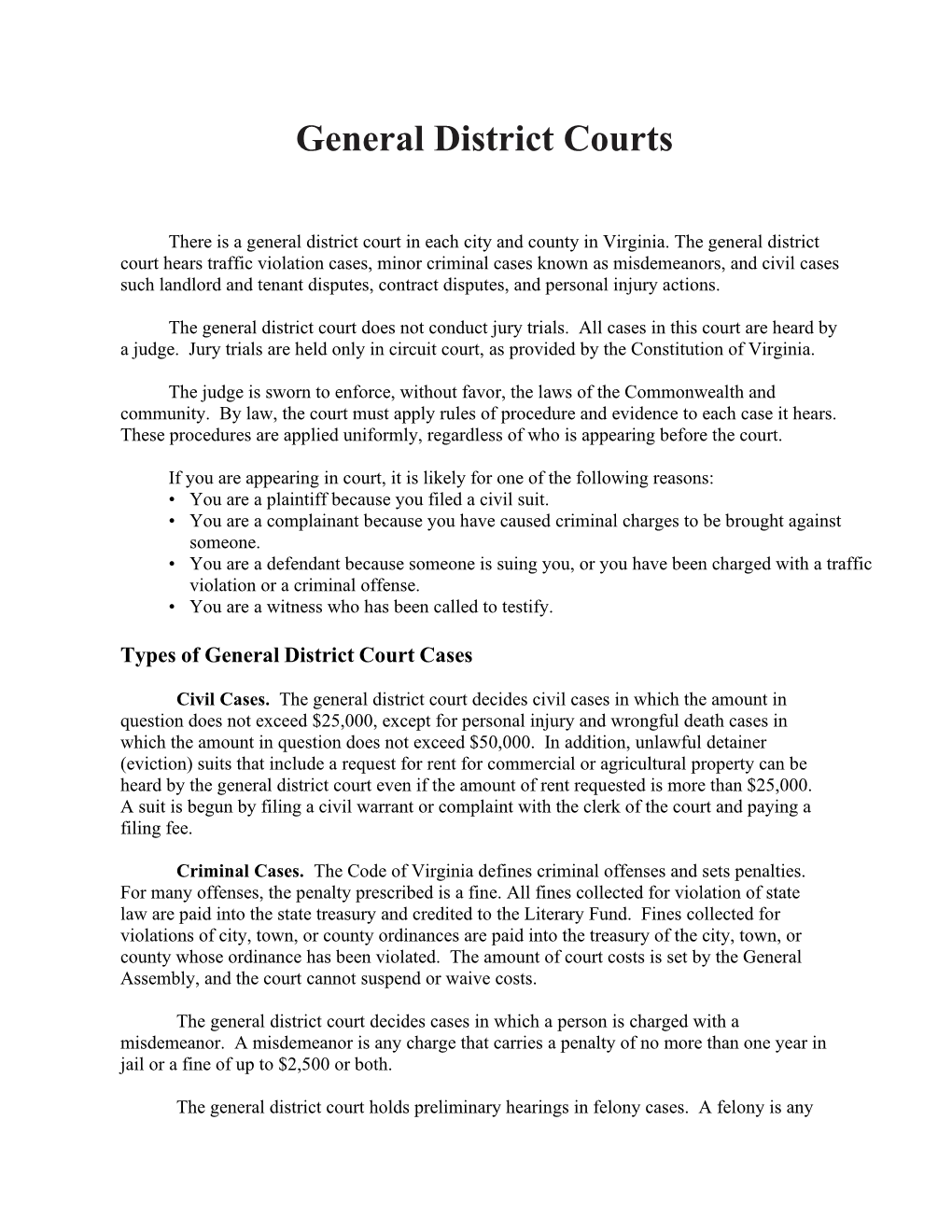 General District Courts