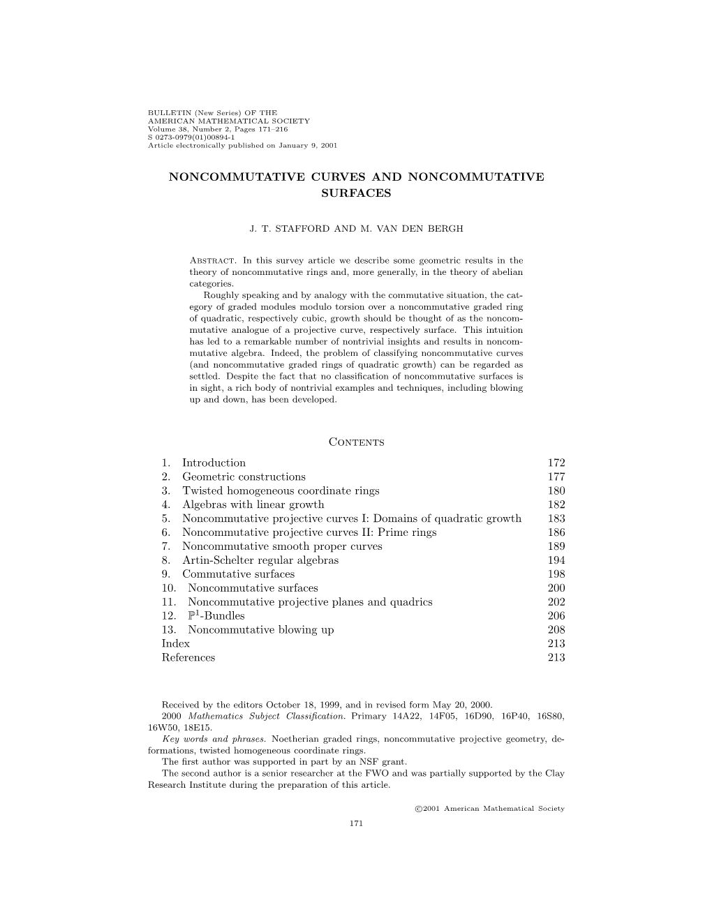 Noncommutative Curves and Noncommutative Surfaces