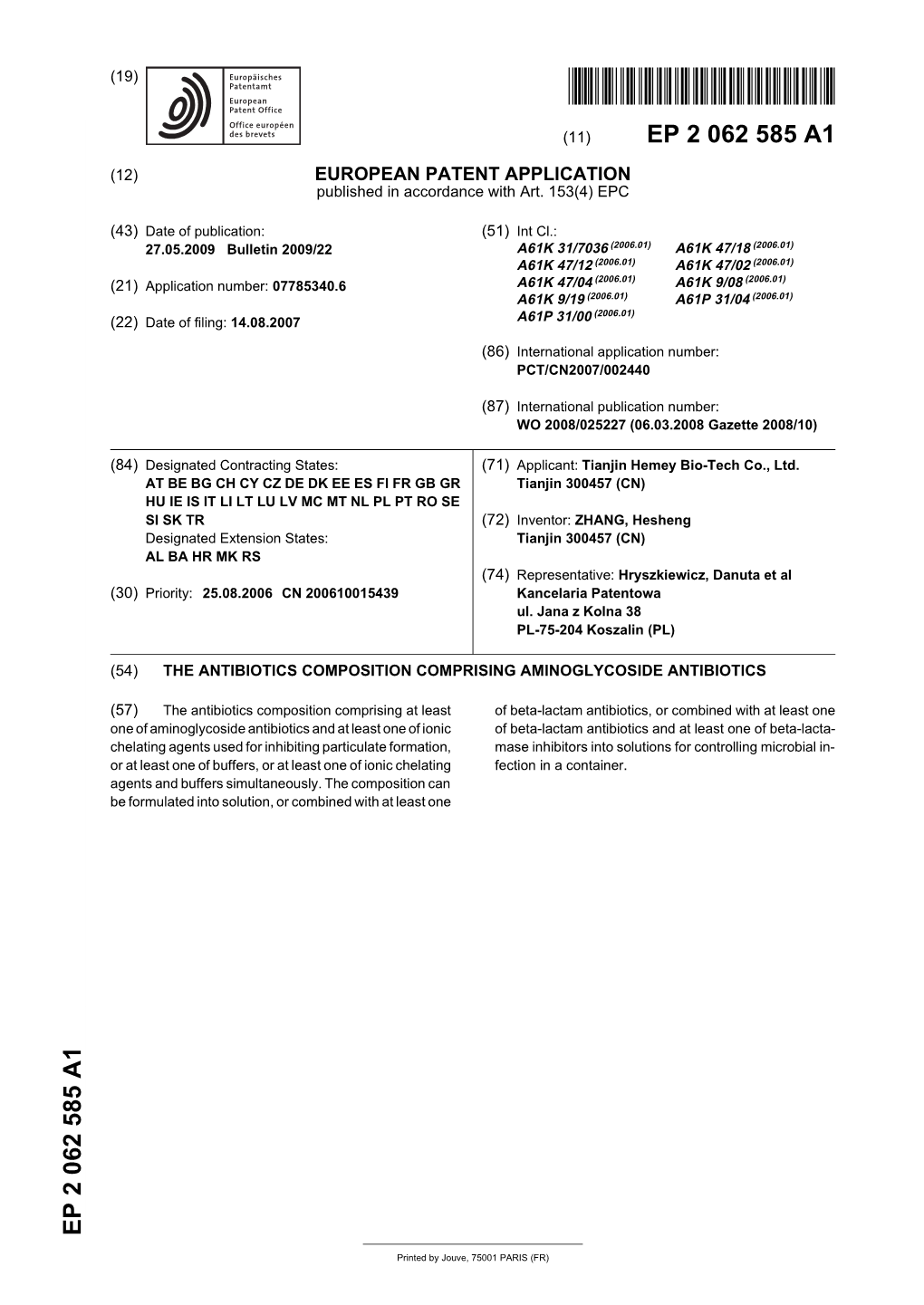 The Antibiotics Composition Comprising Aminoglycoside Antibiotics