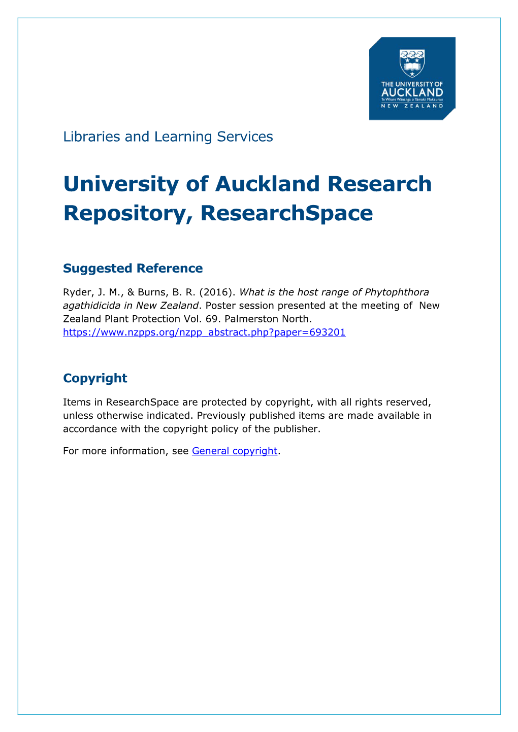 University of Auckland Research Repository, Researchspace