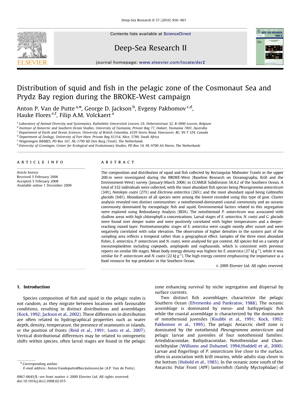 Distribution of Squid and Fish in the Pelagic Zone of the Cosmonaut Sea and Prydz Bay Region During the BROKE-West Campaign