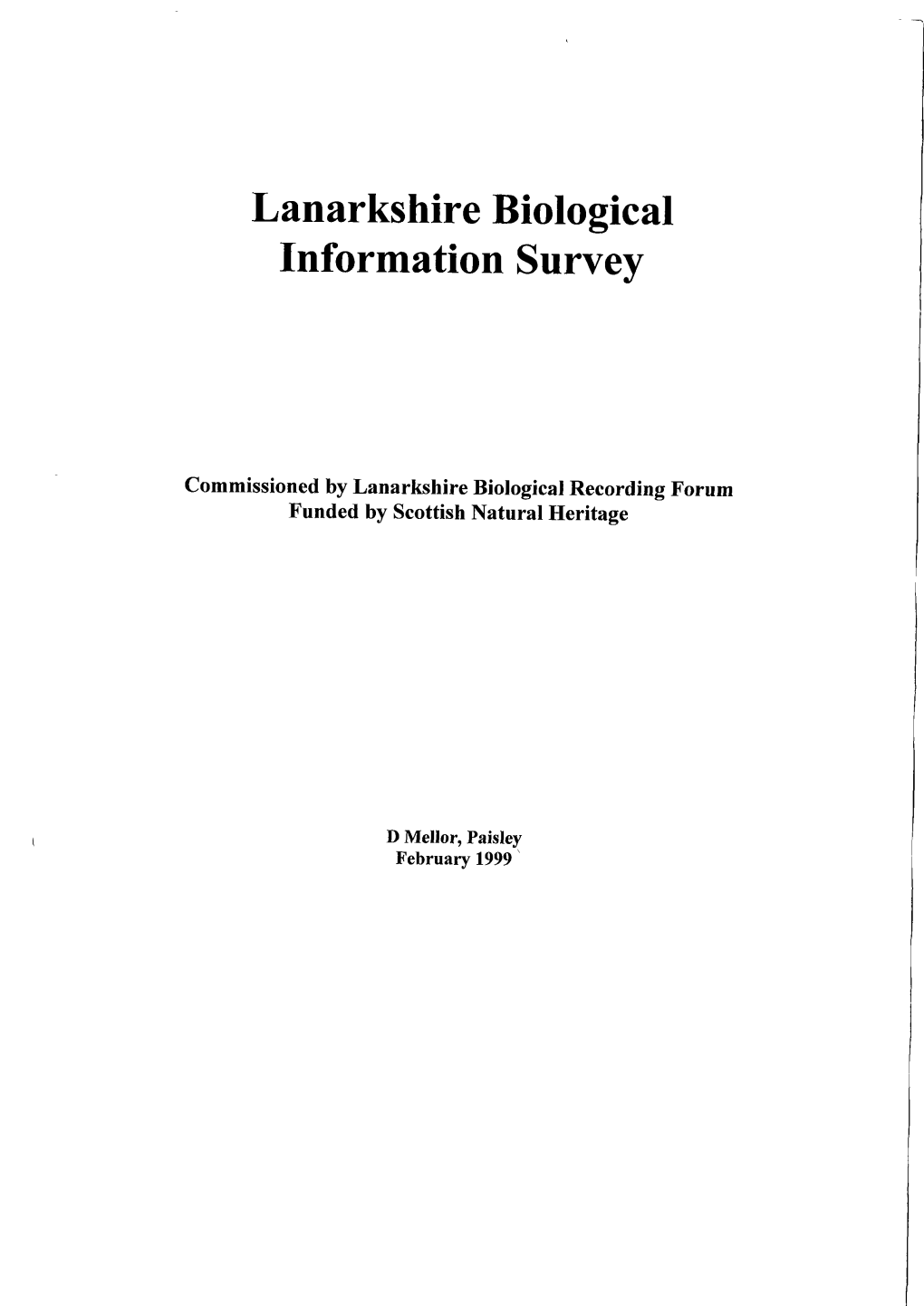 Lanarkshire Biological Information Survey