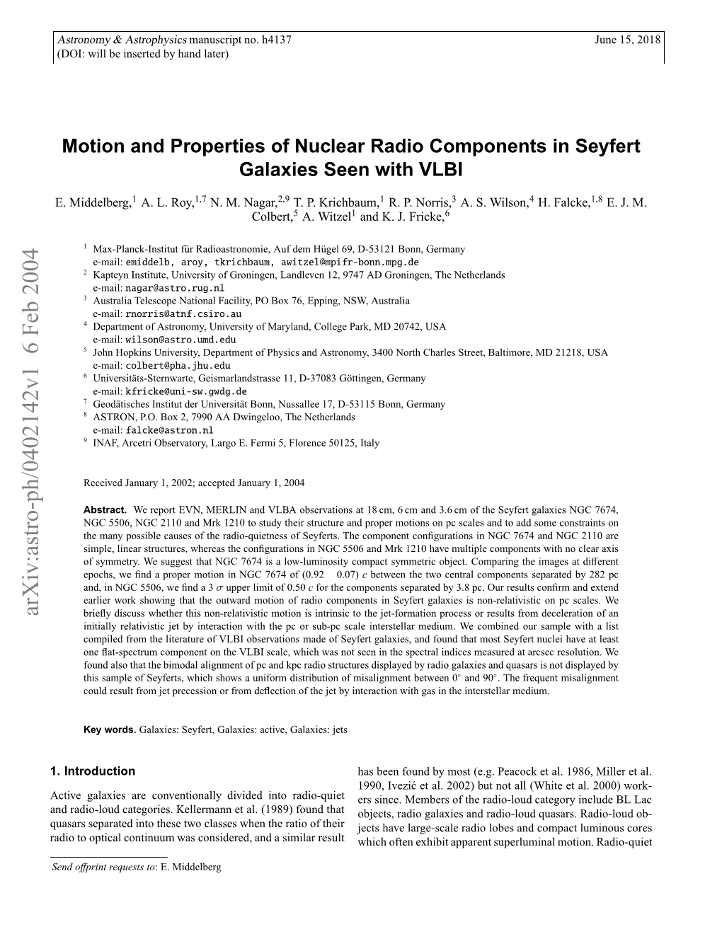 Motion and Properties of Nuclear Radio Components in Seyfert Galaxies Seen with VLBI