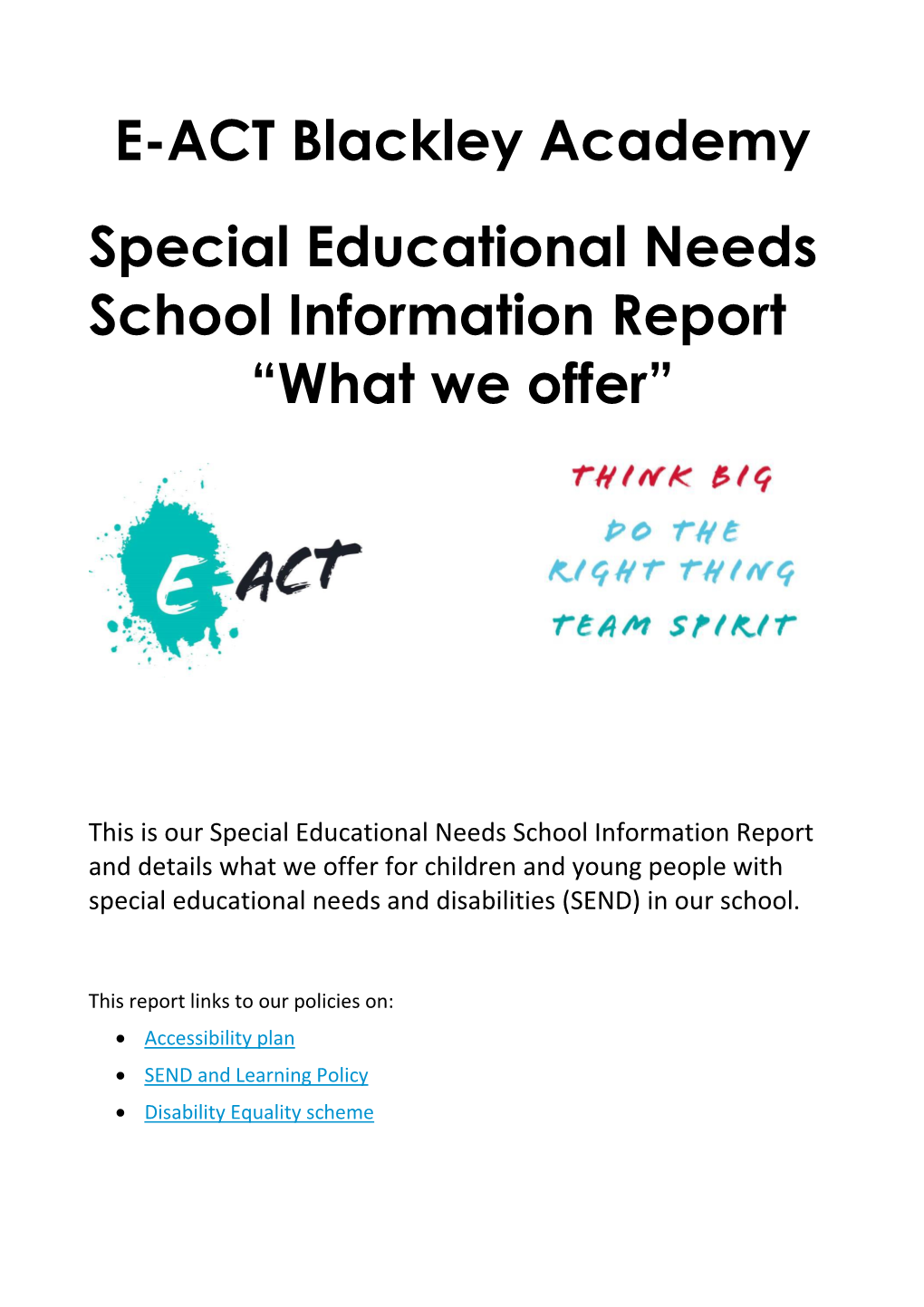 E-ACT Blackley Academy Special Educational Needs School