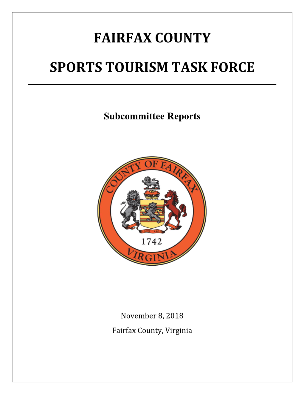 Fairfax County Sports Tourism Task Force