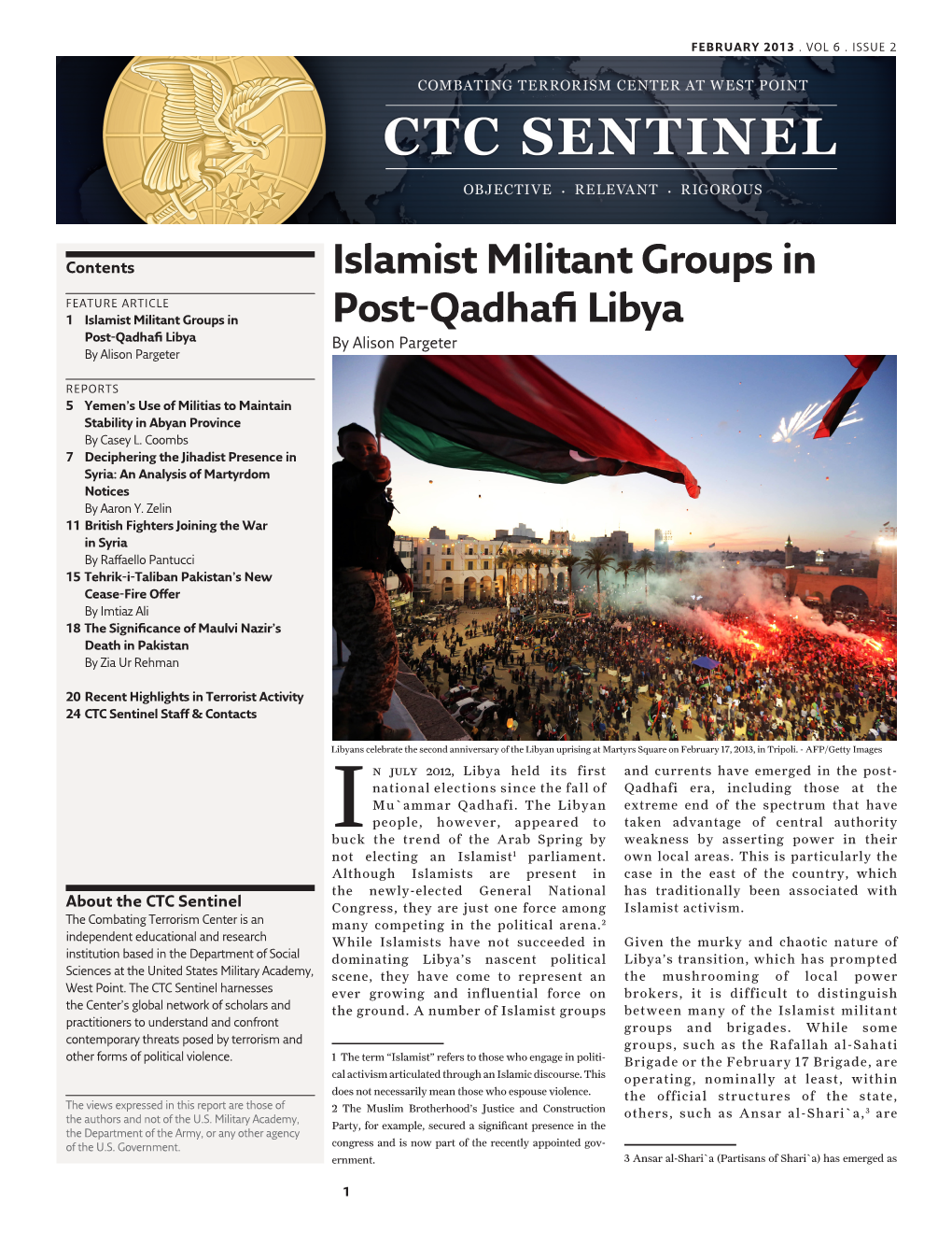 Islamist Militant Groups in Post-Qadhafi Libya Post-Qadhafi Libya by Alison Pargeter by Alison Pargeter