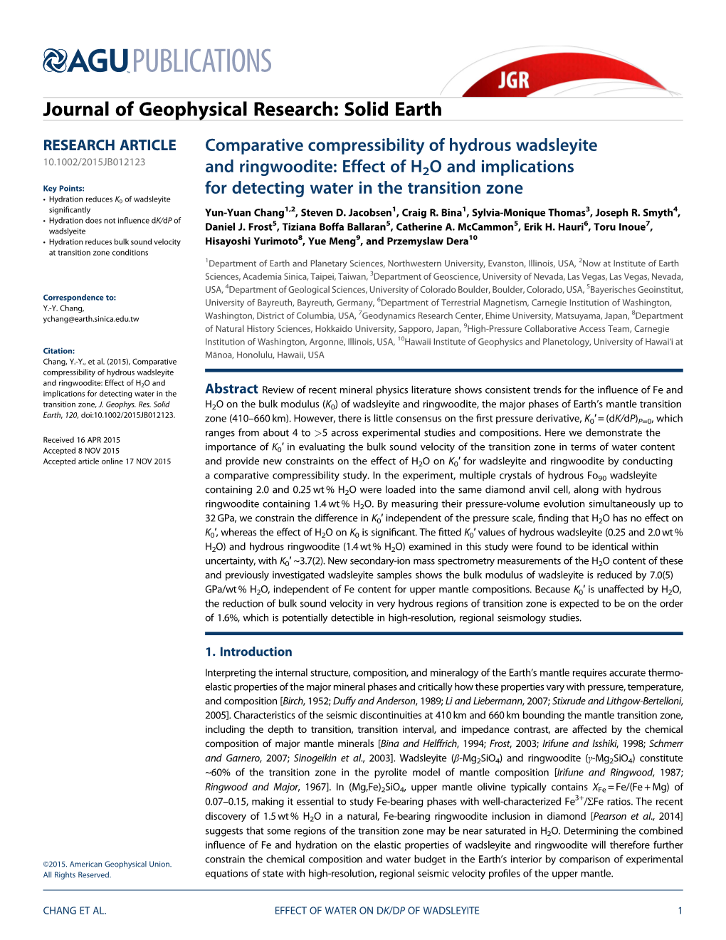 Comparative Compressibility of Hydrous Wadsleyite and Ringwoodite