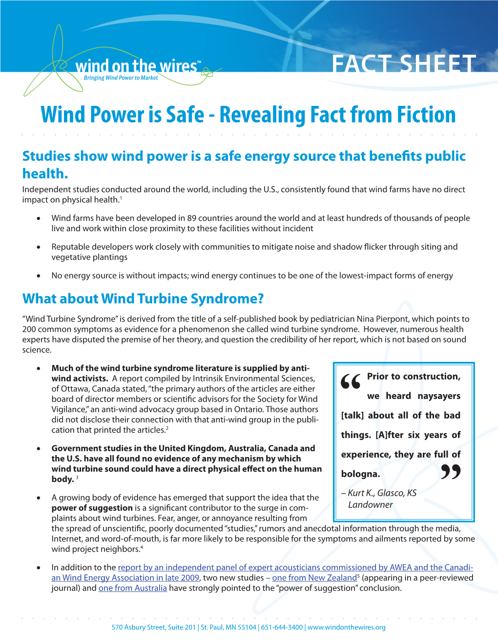 Wind Power Is Safe - Revealing Fact from Fiction