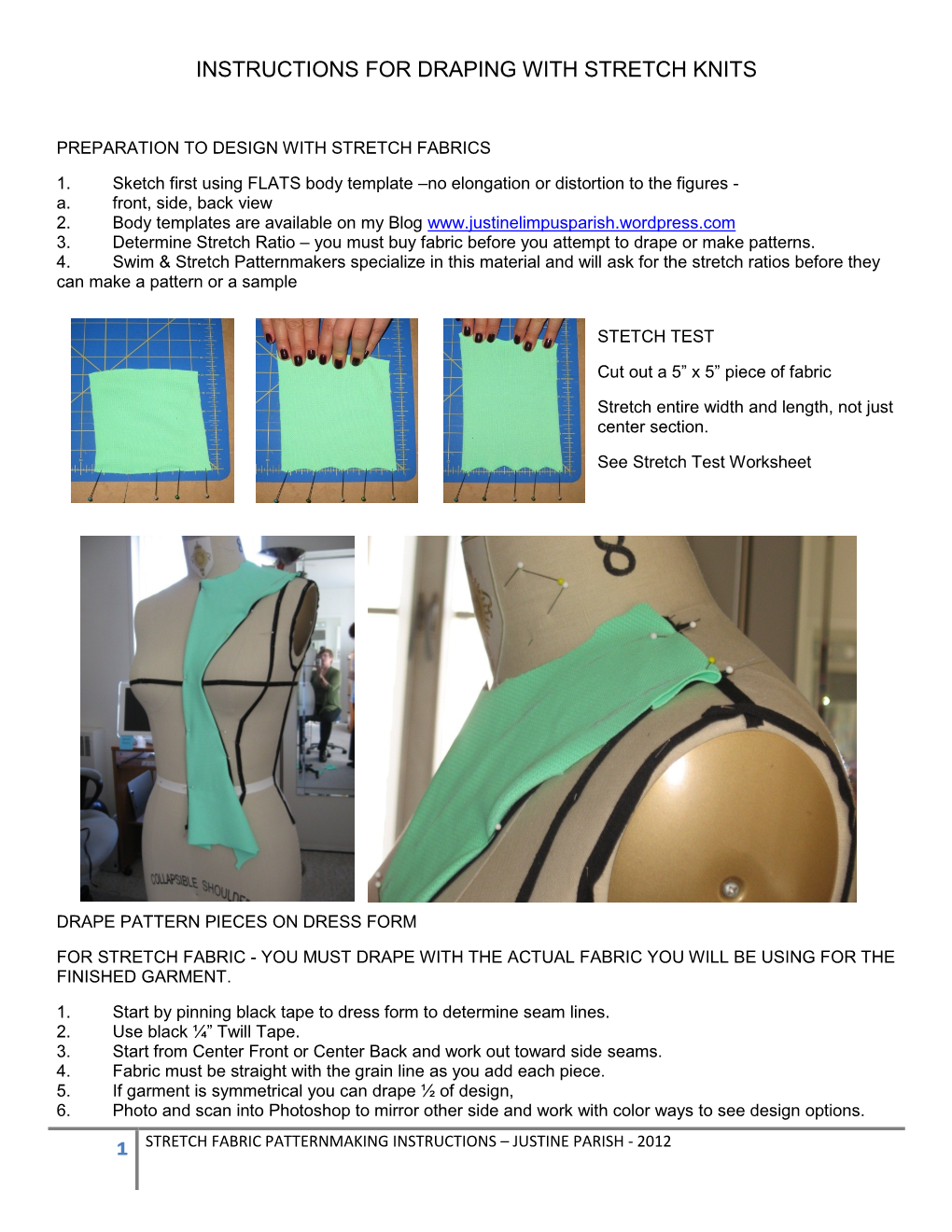 Instructions for Draping with Stretch Knits