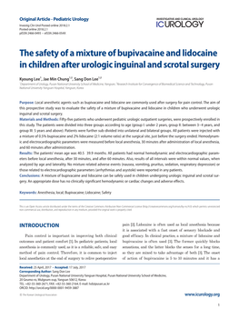 The Safety of a Mixture of Bupivacaine and Lidocaine in Children After Urologic Inguinal and Scrotal Surgery
