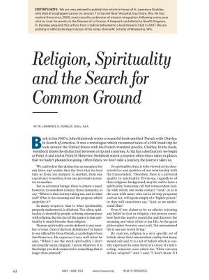 Religion, Spirituality and the Search for Common Ground