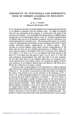 Periodicity of Functionals and Representations of Normed Algebras on Reflexive Spaces