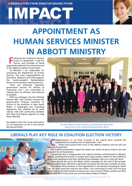 Appointment As Human Services Minister in Abbott
