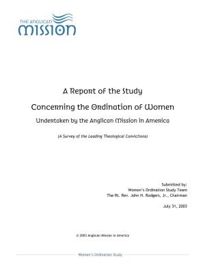 A Report of the Study Concerning the Ordination of Women