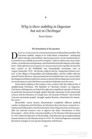 Why Is There Stability in Dagestan but Not in Chechnya? Enver Kisriev