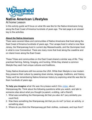 Native American Lifestyles