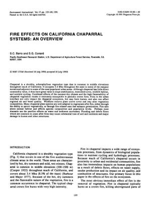 Fire Effects on California Chaparral Systems: an Overview