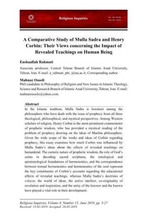 A Comparative Study of Mulla Sadra and Henry Corbin: Their Views Concerning the Impact of Revealed Teachings on Human Being