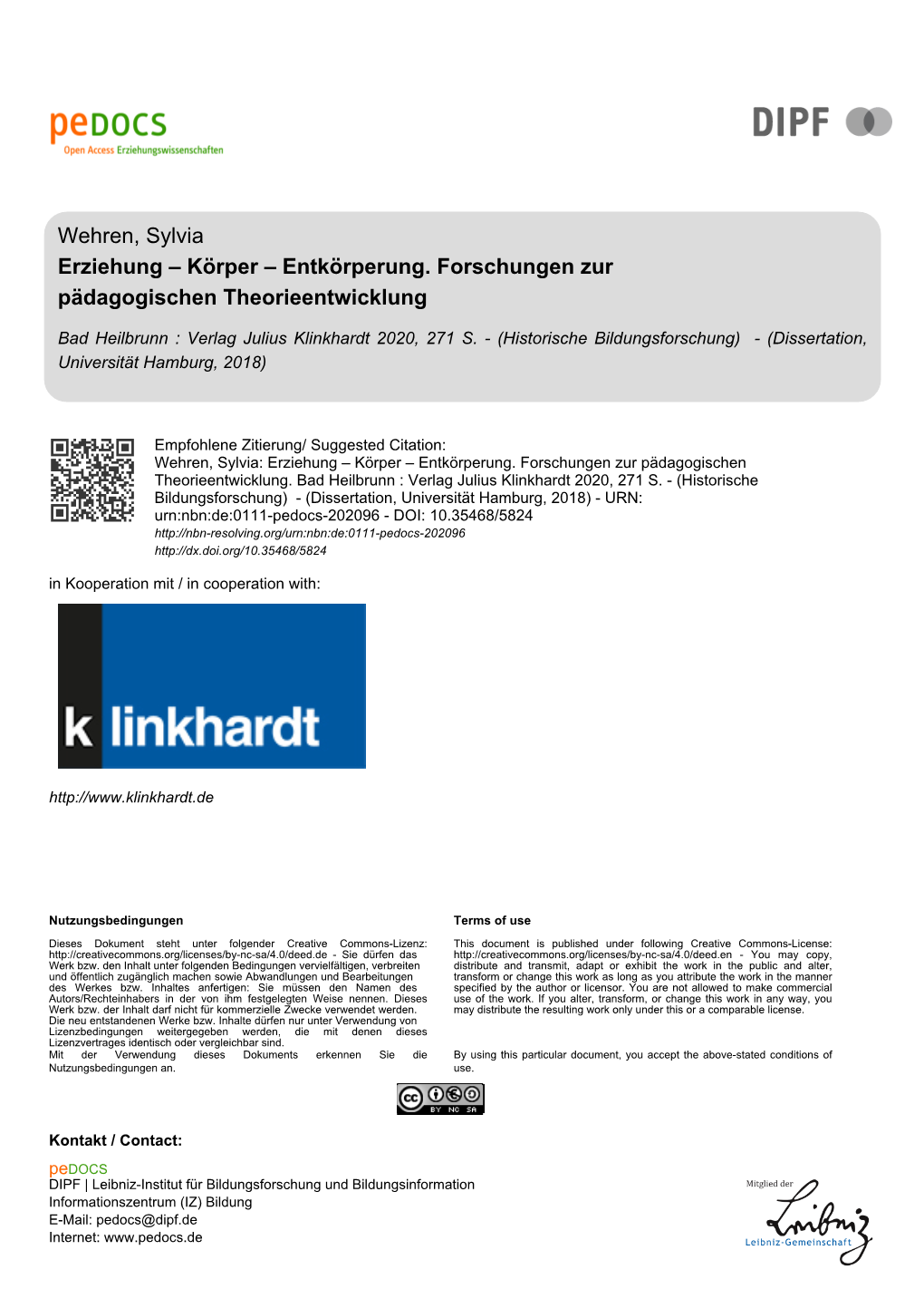 Erziehung Körper Entkörperung. Forschungen Zur Pädagogischen