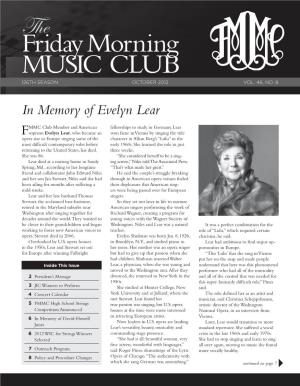 In Memory of Evelyn Lear