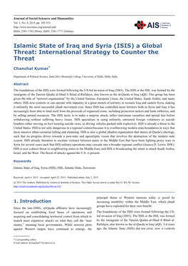 Islamic State of Iraq and Syria (ISIS) a Global Threat: International Strategy to Counter the Threat