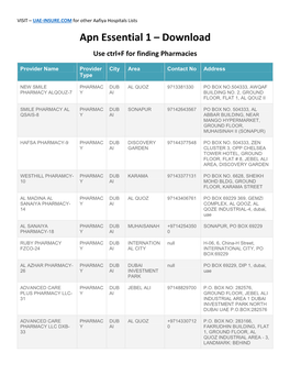 Apn Essential 1 – Download Use Ctrl+F for Finding Pharmacies